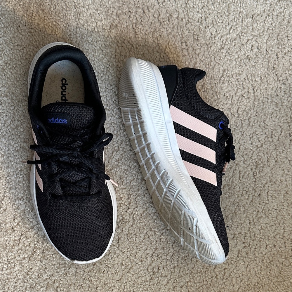 Adidas Black Sneakers with Pink and Blue Accents